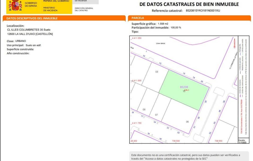 Segunda mano · Terreno urbanizable · La Vall d'Uixo · Comunidad valenciana