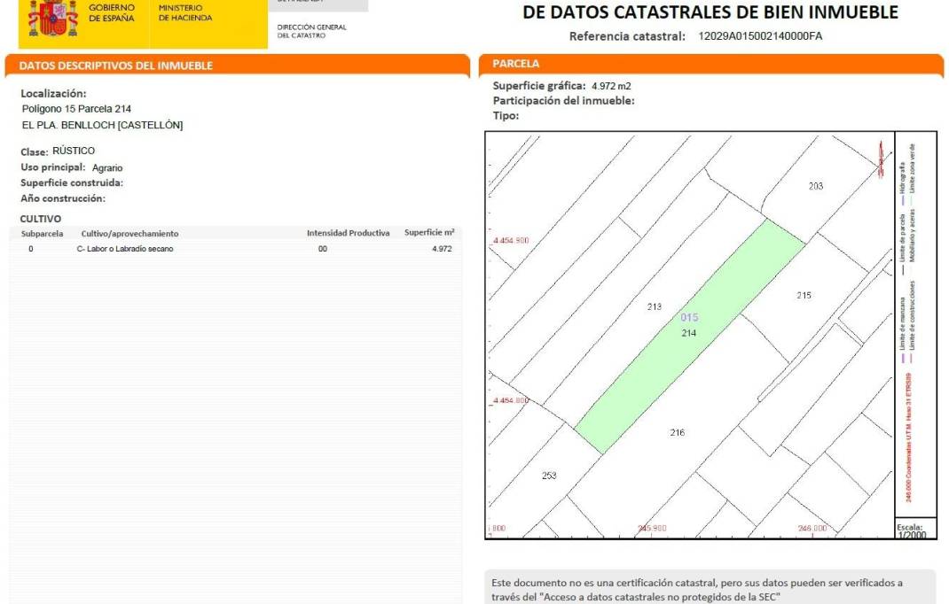 Segunda mano · Terreno rural · Benlloch · Comunidad valenciana