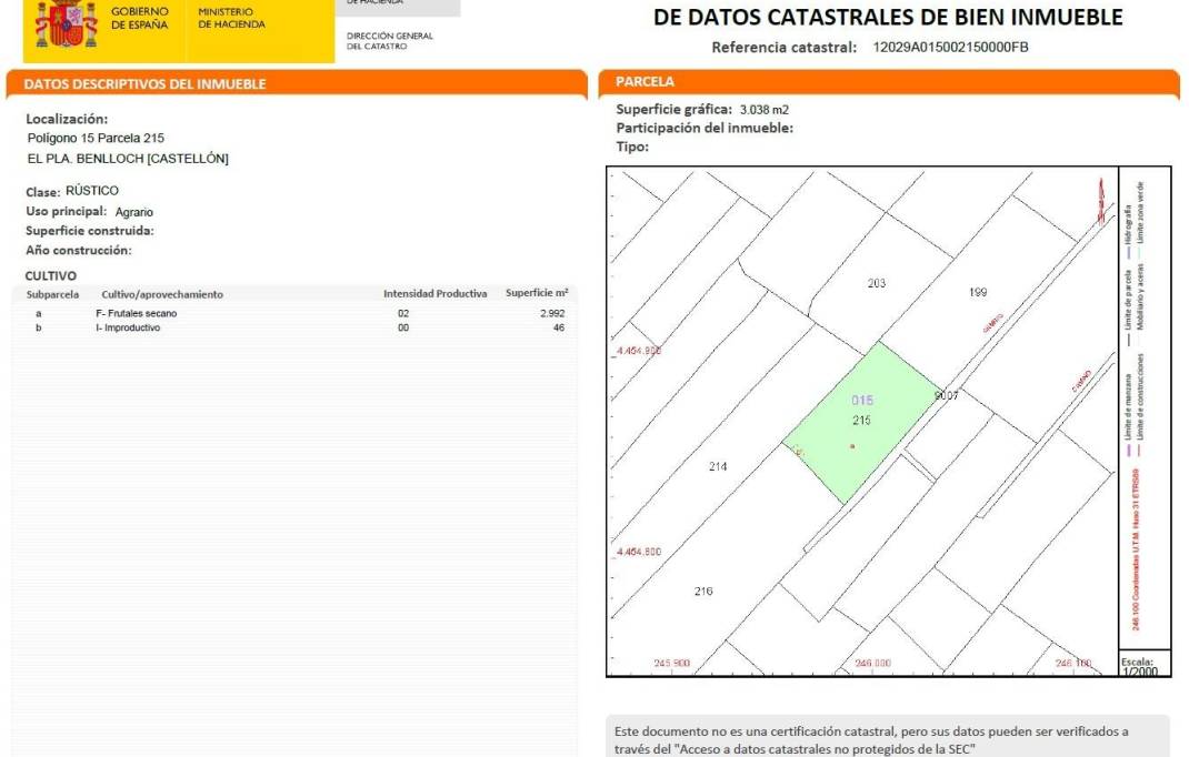 Segunda mano · Terreno rural · Benlloch · Comunidad valenciana