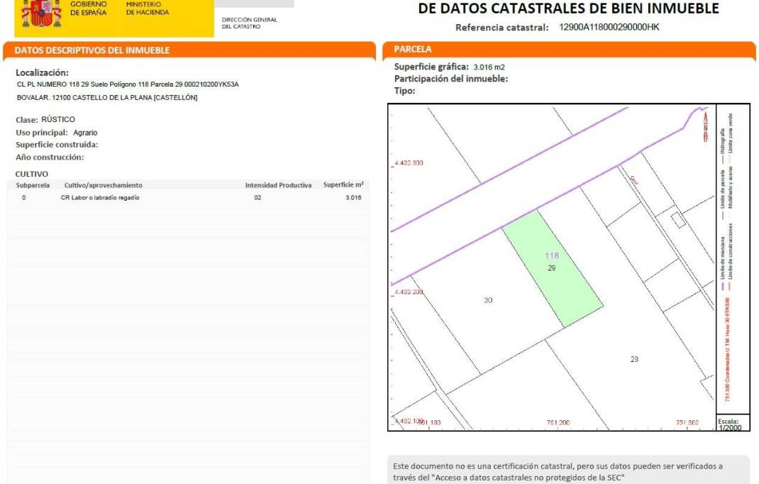 Resale · Terreno rural · Castellon - Castello de la Plana · Partida entrilles