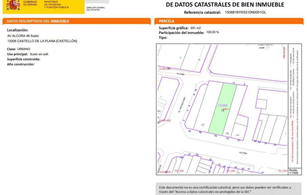 Sale · Terreno urbano · Castellon - Castello de la Plana · CORTE INGLES